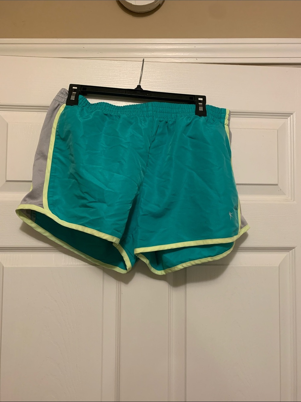 Danskin Now Teal Athletic Shorts with Lime Trim